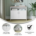 thumbnail image 5 of Emma + Oliver 40 Inch Buffet and Sideboard with Open Storage Shelf and Double Door Storage Cabinet in White with Walnut Finish Top, 5 of 15
