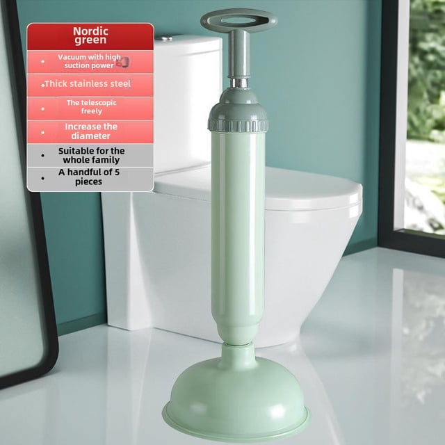 Efficient Toilet Plunger with Strong Suction - Professional-Grade Drain Unblocker Tool for Home & Commercial Use, Durable, Compact Design, Easy to Operate, (Nordic Green)