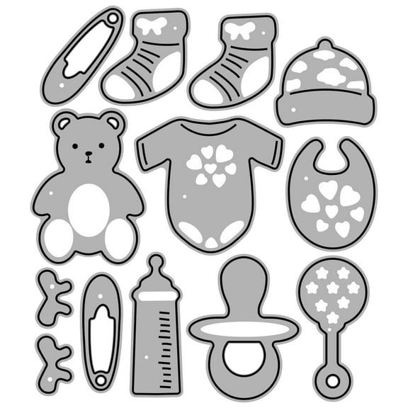 Baby Toy Cutting Dies Carbon Steel Die Cuts Embossing Stencil for Kids Birthday Card Making DIY Scrapbooking Photo Album