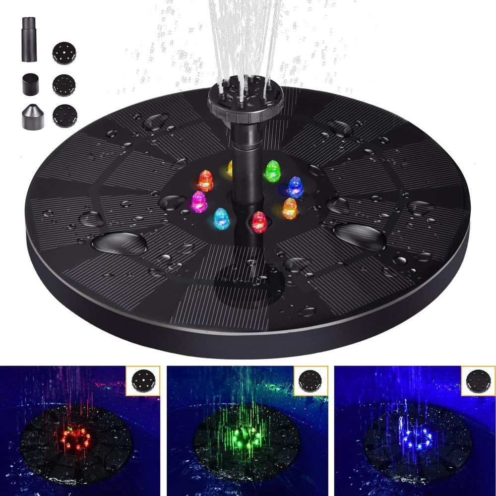 Details about   3W Solar Fountain Pump with Battery Backup LED Lights New Spray Heads,Submersibl 