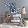 thumbnail image 6 of Bedroom Decor Canvas Wall Art Flower Pattern Prints Bathroom Abstract Pictures Modern Navy Framed Wall Decor Artwork for Walls Hang for Bedroom 4 Pieces Wall Decoration Size 14x14 Each Panel, 6 of 6