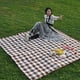thumbnail image 3 of Eigraketly Tapete de tela cómodo a prueba de humedad con correas de cuero para picnics al aire libre tapetes de picnic engrosados carpas Rejilla gris negra 200*200cm, 3 of 6
