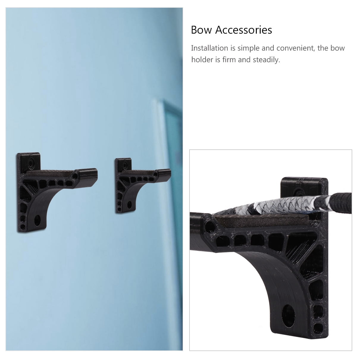 2-Pack Universal Hook Bow Holder Storage Rack Wall Mount Stand for Recurve and Hunting Bows