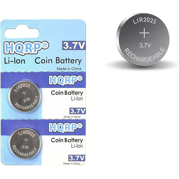 HQRP 2-Pack LIR2025 LIR2025H 3.7-Volt Lithium-Ion Rechargeable Coin Cell Battery LIR-2025 LIR2O25 LIR-2O25