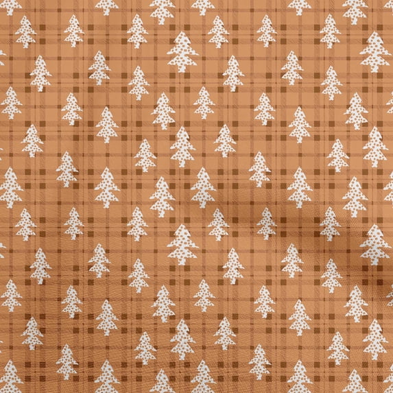 oneOone Viscose Jersey Orange Fabric Christmas Tree Dress Material Fabric Print Fabric By The Yard 60 Inch Wide