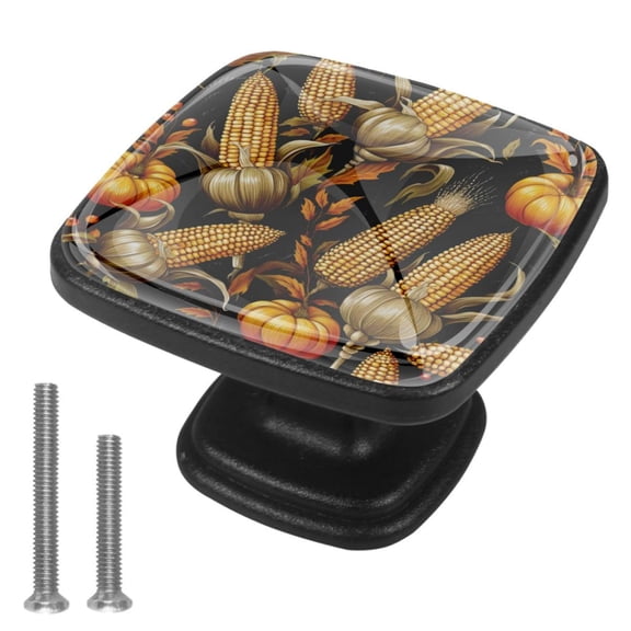 4 Pcs Cabinet Handle Drawer Pulls Thanksgiving Corn Knobs with Screws Square Furniture Office Cabinet Knob Decoration