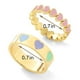 thumbnail image 2 of Anillo Colorido En Forma De Corazón Anillo De Dedo Apilable Anillo De Pareja Para El Aniversario De Cumpleaños Del Día De San Valentín 2 Uds Minnieouse AP006766-02, 2 of 6