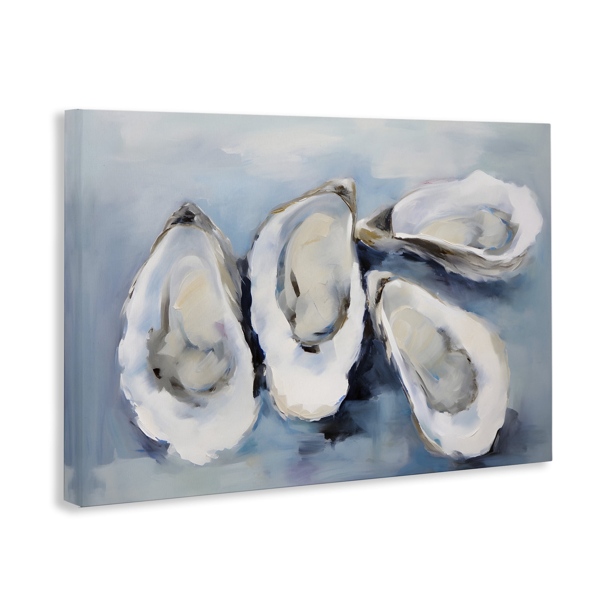 Stupell Industries Four Oysters Impression Nautical & Beach Painting Wrapped Canvas Art Print Wall Art, 36 x 24