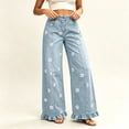 thumbnail image 5 of Axiiglly Wide Leg Jeans for Women High Waisted Straight Ruffle Hem Jeans with Pockets Vintage Baggy Trendy Denim Pants, S-3XL, 5 of 7