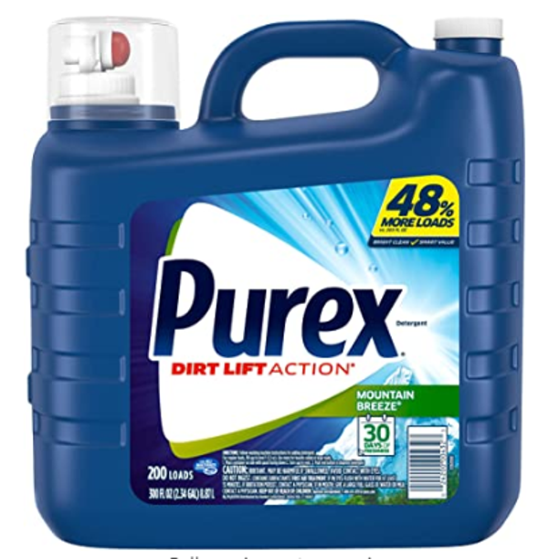 Purex Mountain Breeze, 200 Loads, Liquid Laundry Detergent Dirt Lift