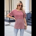 thumbnail image 4 of Blusas de Corta con Cuello Redondo y Botones para Mujer, y Verano 2025 Rosa L, 4 of 10
