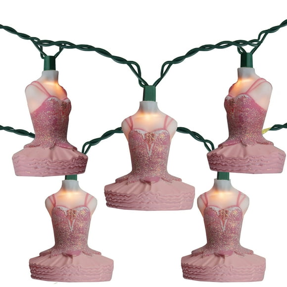 KSA 10-Count Rose Ballerine de Noël Jeu de Lumière, 8,9ft Fil Vert