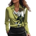 thumbnail image 2 of Women's Dressy Casual Blouses Lapel Collared Floral Print Business Spring Tops Summer Long Sleeve Work Shirts, 2 of 4