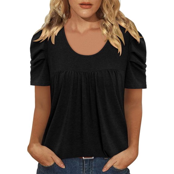 KISSMODA Short Sleeve Shirts for Women Summer Tops Dressy Boho Blouses Crewneck Tunic Tops for Leggings S-3XL