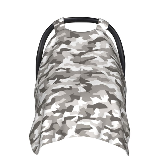 Car Seat Cover Baby - White Grey Camouflage Breathable Infant Car Seat Cover for Baby Carseat, Lightweight Comfort Baby Essentials Must Haves Newborn Stuff for Girl Boy