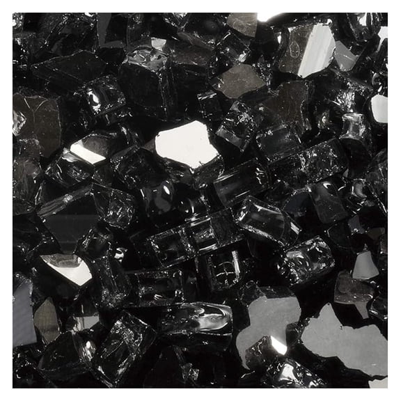 High Luster, 1/2" Reflective Tempered Fire Glass in Dark Matter Black, 10 Pound Jar, by
