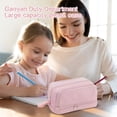 thumbnail image 5 of Large Capacity Pencil Case 4 Compartments, Pencil Pouch Bag with Zipper Portable Handle, Pen Case Bag Stationery Organizer for Office College School Adults, 5 of 6