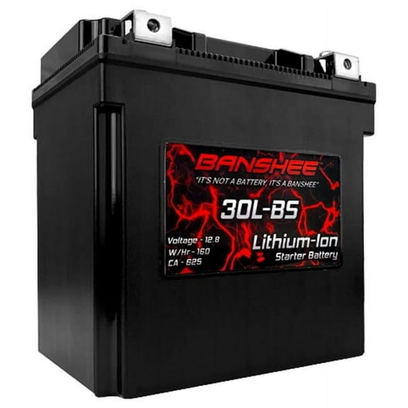 Banshee  12.8V Lithium Ion Battery for Replacement YTX30L-BS Harley Davidson Built In Volt Meter
