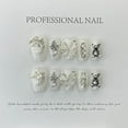 thumbnail image 2 of 10Pcs Set White Butterfly Handmade Press On Nails Long Ballet Decoration Pearl False Nails Wearable Manicure Fake Nails Tips Art, 2 of 6