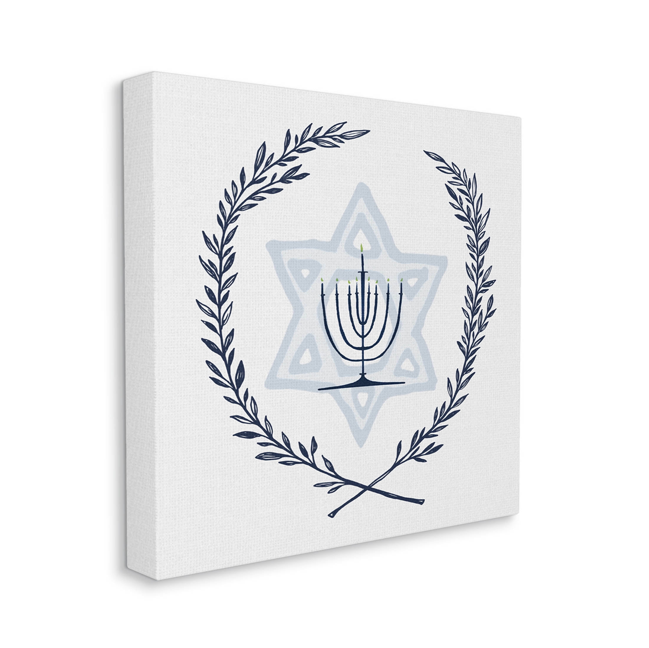 Stupell Industries Hanukkah Menorah Botanical Laurel Graphic Art Gallery Wrapped Canvas Print Wall Art, Design by Susan Jill