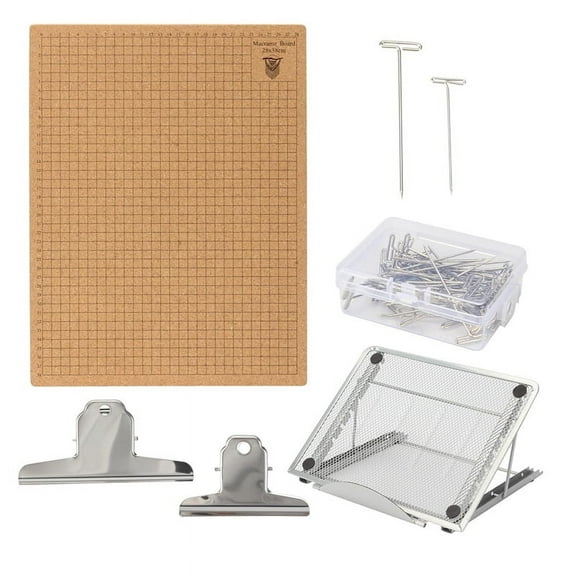 12x16 Inch Macrame Board Set, Macrame Board and Metal Adjustable Holder with Pins Clips,Supplies Braiding Craft Helper