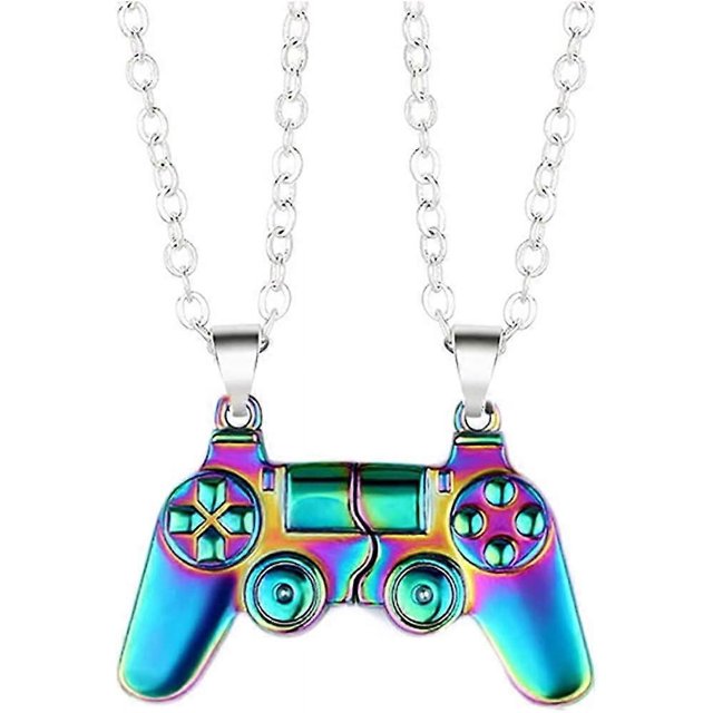 Collar con mando de juego magnético para pareja. Colgante a juego con el mango de la consola para mejores amigos, regalos de amistad y San Valentín. Joya para él y para ella.