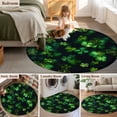 thumbnail image 5 of Large Round Rug 8Ft Washable Non-Slip, St. Patrick's Day Circle Area Rugs for Living Room Bedroom, Vintage Rustic Spring Green Lucky Leaves Indoor Floor Mats Carpet Runner for Home Decor, 5 of 8