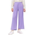 thumbnail image 2 of Girls Pants Casual Smocked High Waist Pant Loose Wide Leg Long Trousers 3-14 Years Kids Fashion Spring, 2 of 6