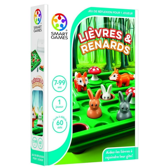 Smart Games Lièvres et Renards - French game - 60 progressive challenges - For kids 7+
