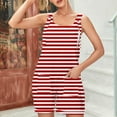 thumbnail image 2 of FAFWYP Women's Summer Sleeveless Adjustable Straps Jumpsuits Stripe Print Casual Loose Stretchy Shorts Rompers Overalls with Pockets, 2 of 5
