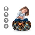 thumbnail image 2 of Plaid Storage Toy Bag Chair, Contemporary Design of Geometrical Diagonal Tartan Pattern with Intersecting Lines, Stuffed Animal Organizer Washable Bag, Small Size, Multicolor, by Ambesonne, 2 of 3