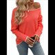 thumbnail image 1 of Suéteres de Otoño 2025 para Mujer, Informales, de Cuello Redondo, con Contraste, de Larga, de Punto, Tops Tipo Jersey Rojo L, 1 of 10