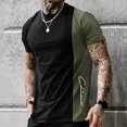 thumbnail image 2 of Prolriy Shirts for Men, Men's T Shirt Graphic Color Block Round Neck Clothing 3D Printing Outdoor Leisure Short Sleeved Retro Fashion Designer Mens Shirts Army Green XXXXXL, 2 of 4
