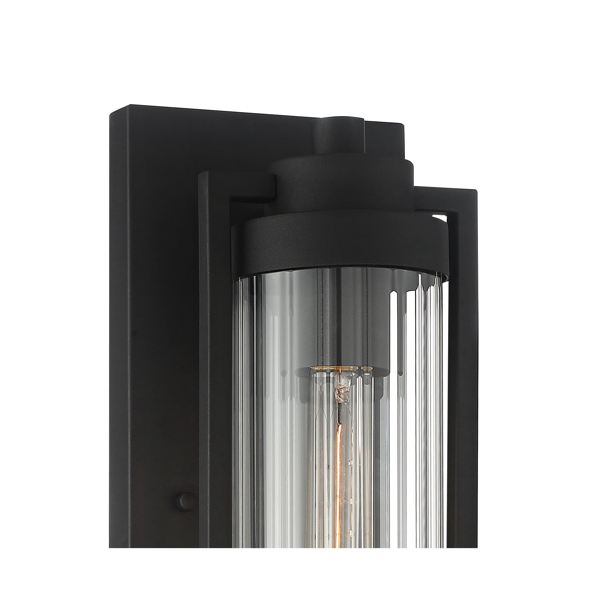 Possini Euro Design Bogata Modern Outdoor Wall Light Fixture Textured Black 15 1/2" Clear Ribbed Glass for Post Exterior Barn Deck House Porch Yard