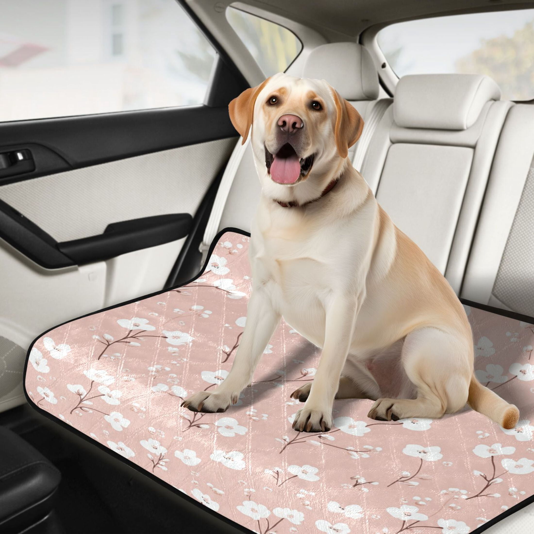 Qxltty Pattern with Small White Flowers on Pink Background Cat litter Pads Pet Set of 3 Diaper Mats Center Anti-leakage Layer Absorbent Soft and Comfortable