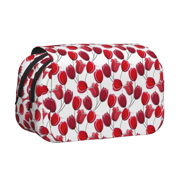 Easygdp Tulips Flowers para Estuche de Lápices con Tapa Flip, Suministros de Oficina y Universidad para Adolescentes y Adultos