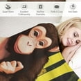 thumbnail image 3 of JEUXUS Monkey Blanket for Girls - 40x50 Inches Flannel Blankets - Soft Fuzzy Plush Throws Gift - Black Funny Throw Blanket for Couch, Sofa, 3 of 6