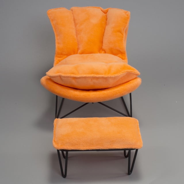 Mecedora a escala 1:6 con reposapiés Naranja perfke