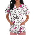 thumbnail image 3 of longantii Valentines Day Print Scrubs for Women Nurse Vet Pediatric with Design Fit Plus Size Scrub Tops 2025 Spring Summer Scrub Shirts Light pink XXXL, 3 of 5