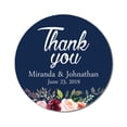 thumbnail image 1 of Darling Souvenir Round 45 Pieces Peony Floral Thank You Stickers Personalized Bride Groom Names And Date Envelope Seals-Navy Blue, 1 of 4