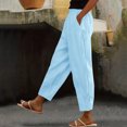 thumbnail image 1 of JMKQLZ Women'S Spring Solid Color Lace-Up With Cotton And Linen All Straight Leg Casual Pants, 1 of 6