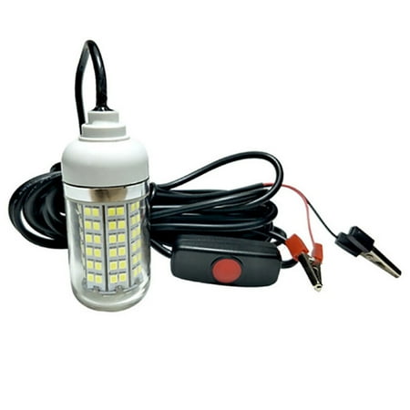 Underwater Night Fishing Lights 12-24V LED Lamp Fishing Attracting Light with Clip for Pool Boat Sea, White