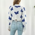 thumbnail image 4 of Herrnalise Women's Knitted Crop Tops Ladies Fashion Hole Butterfly Autumn And Winter Long Sleeve Knit Sweater Short Top Women Pullover Jumper Sweaters, 4 of 6