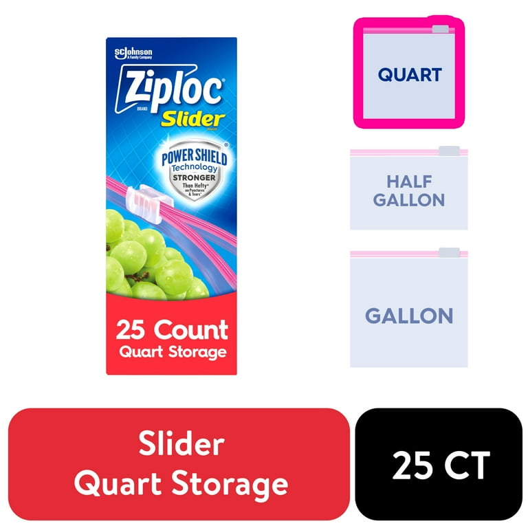 Amazon.com: Ziploc Quart Food Storage Slider Bags, Power