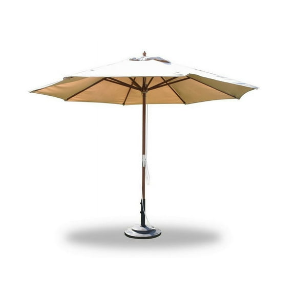 Large 11 Feet Round Wooden Sunbrella Fabric in Any Color Outdoor Market Umbrella with Pulley System - choose any Sunbrella Fabric #WMAXUMa