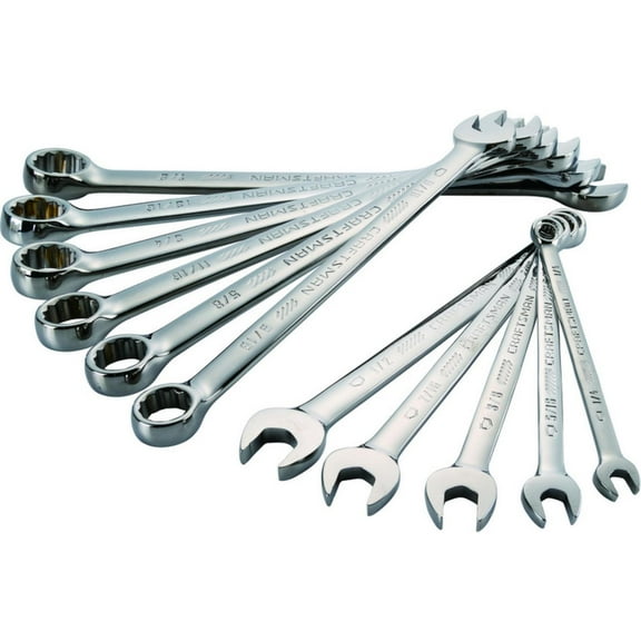Craftsman Gunmetal Chrome Long-Panel Sae Combo Wrench Set, 11 Pieces