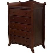 Dream On Me, Alissa, 5 Drawer Sleigh Chest in Light Espresso