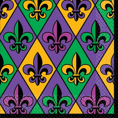 Fleur De Lis 36 ct Beverage Napkins Value Size Mardi Gras