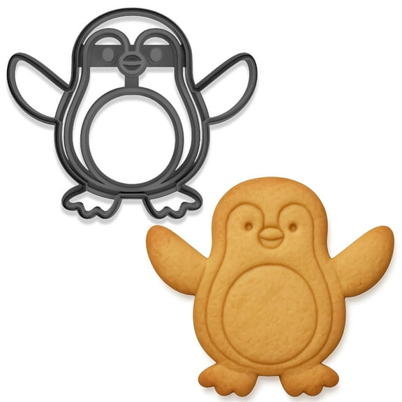 Cute Penguin Cookie Cutter & Stamp – 4x3.33" Adorable Winter Bird Design for Holiday Baking (Random Color)