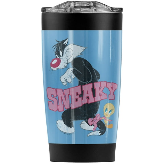 Looney Tunes Sneaky Stainless Steel Tumbler 20 oz Coffee Travel Mug/Cup, Vacuum Insulated & Double Wall with Leakproof Sliding Lid | Great for Hot Drinks and Cold Beverages